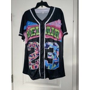 90s Baseball Jersey women’s men’s Hip Hop Unisex’s Bel Air Black M
